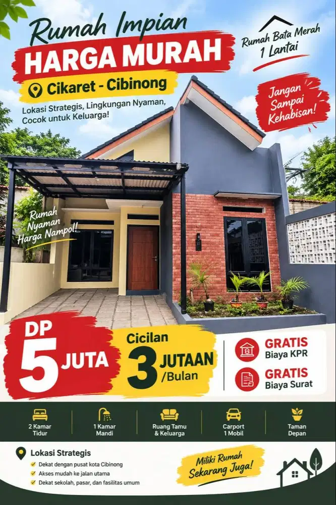 Rumah di Cibinong Siap Huni dekat stasiun dan Pemda