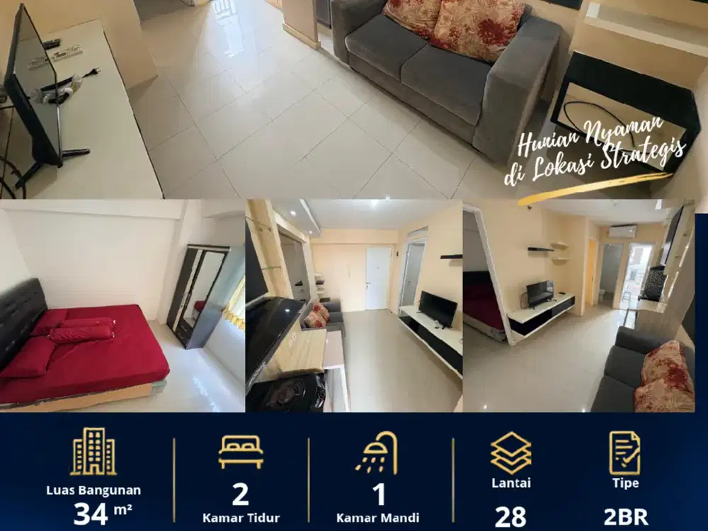 Sewa 2BR Furnished tahunan apartemen Bassura City tower Flamboyan
