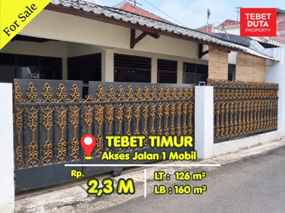 Rumah Tebet Timur Dijual Murah Lokasi Strategis Dekat Taman Jalan 1 Mobil