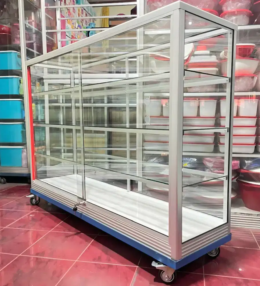 Etalase 1,5Mx1M Pakai Siku Besi + RODA BESAR Barang Ready