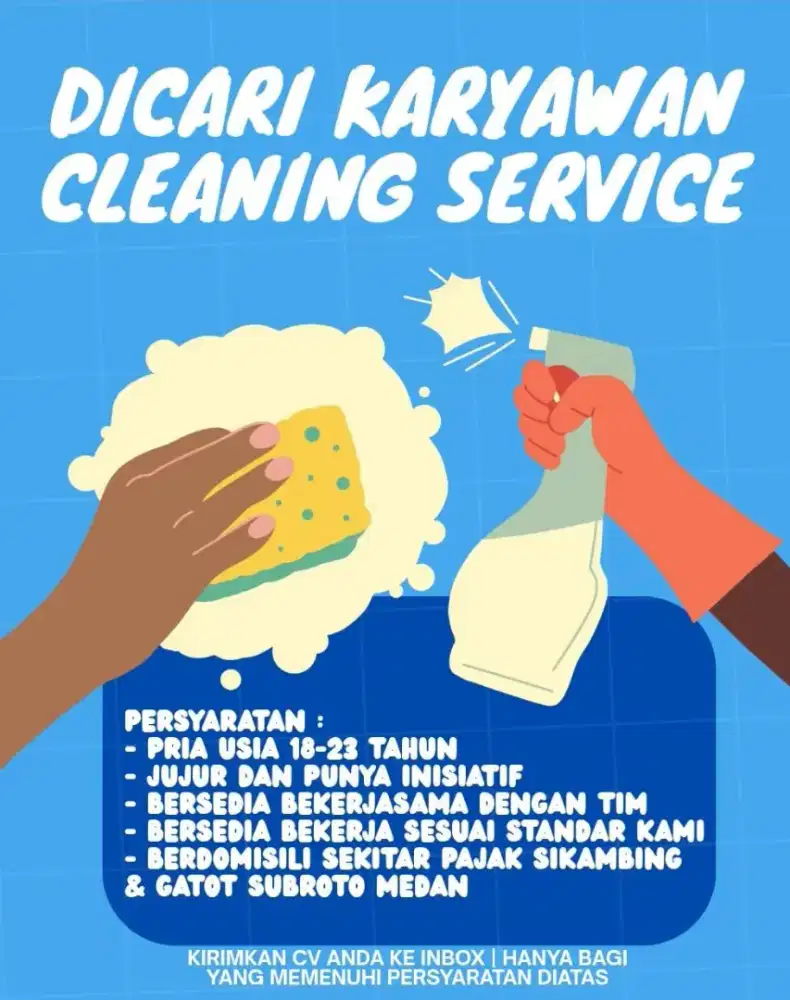 Dicari karyawan Cleaning Service