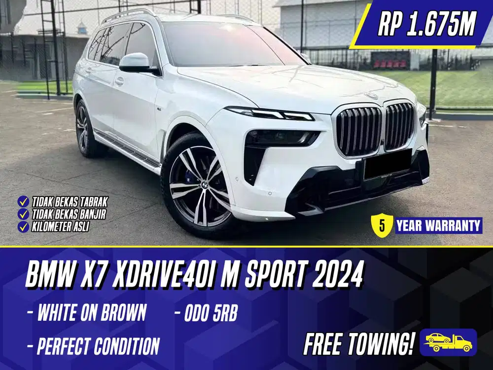 BMW X7 xDrive40i M Sport 2024 NIK 2023 White on Brown Putih MSport