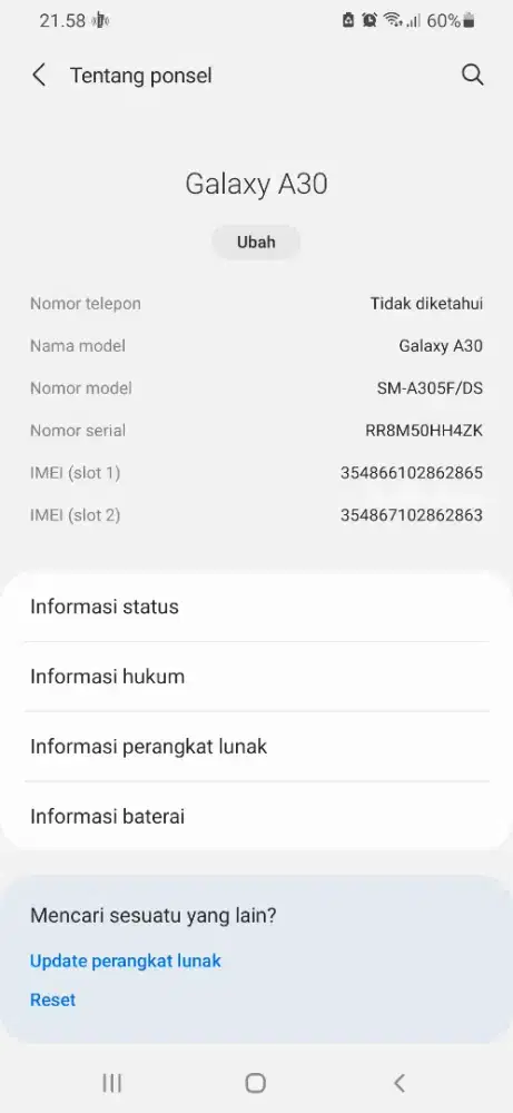 Samsung a30 4/64 bekas tahun 2019