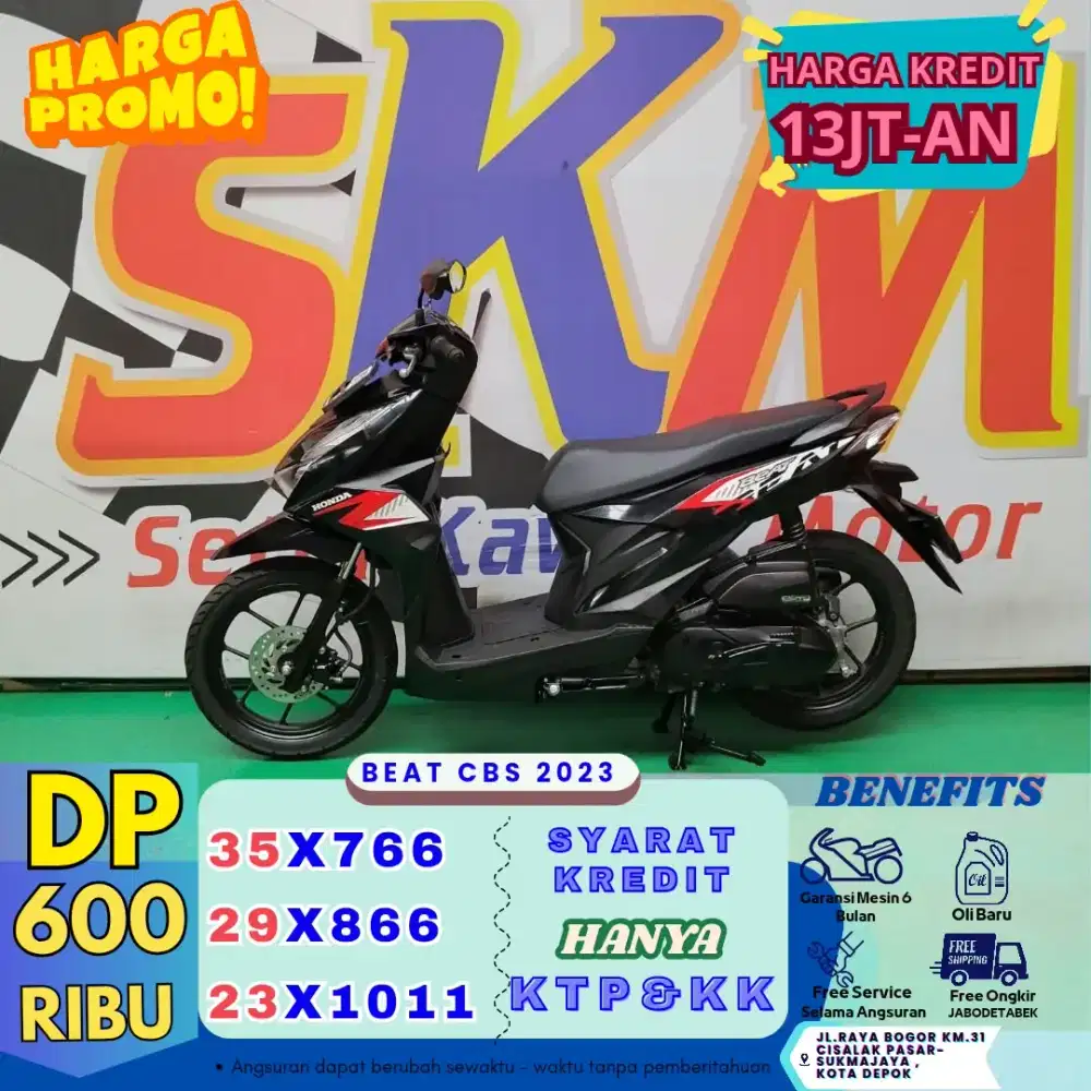 Honda Beat CBS tahun 2023 Kondisi istimewa SS lengkap  cash/credit