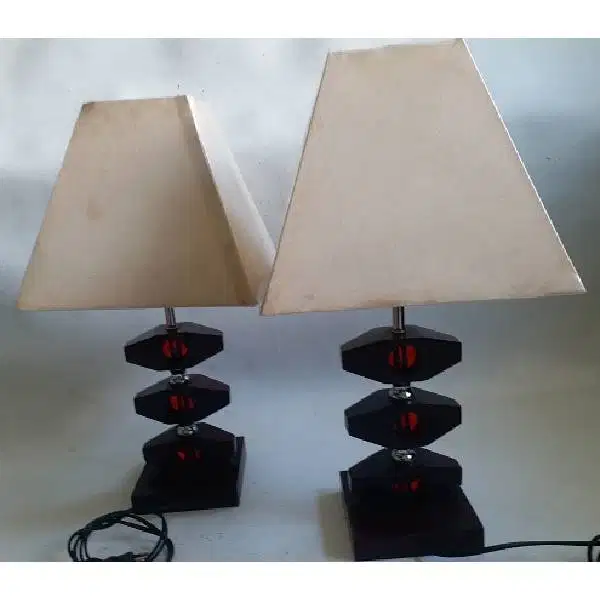 Vintage lampu duduk /Table lamp Italian Design dari kayu kombinasi fle
