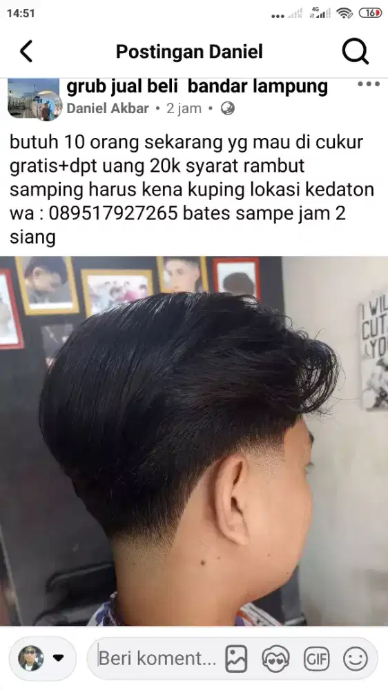 Jasa panggilan pangkas rambut