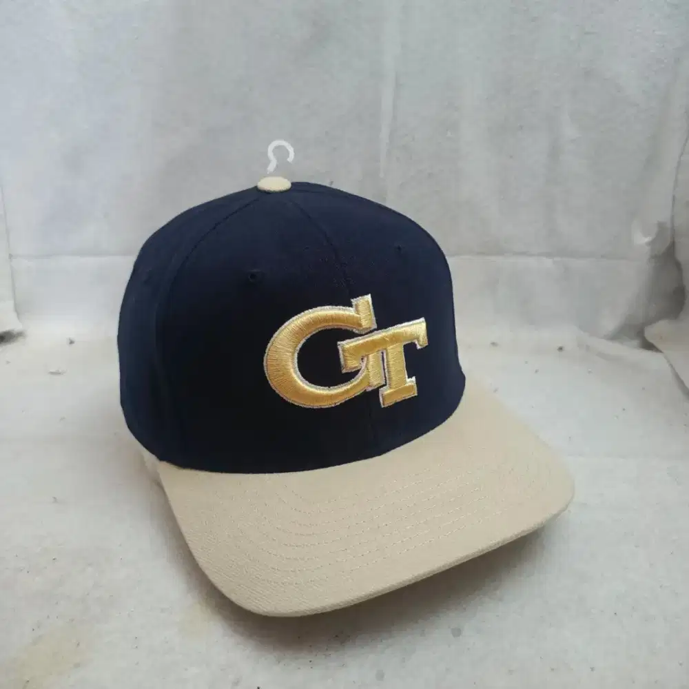 Topi Baseball Snapback Georgia Tech Navy Beige Strap Adjstr Unisex Ori