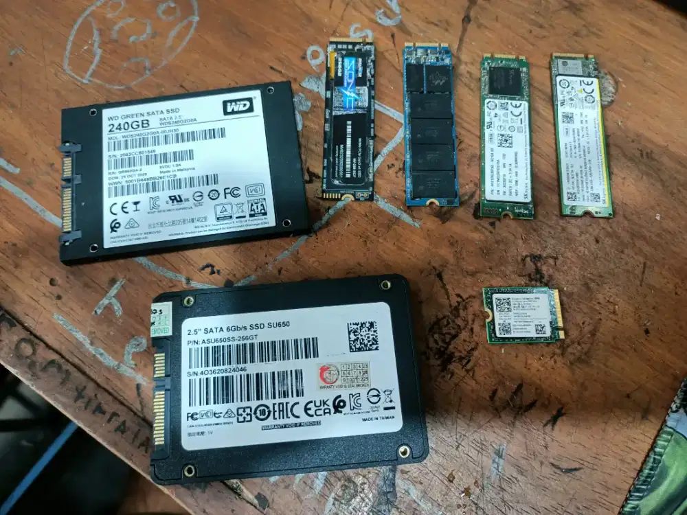 Dijual SSD tipe Sata, M.2 & Nvme second kondisi rusak