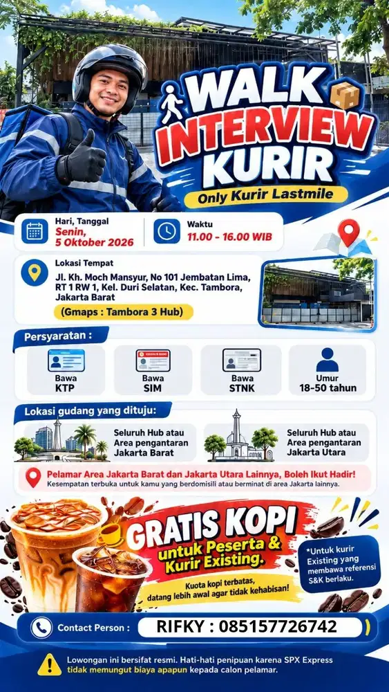 WALK IN INTERVIEW KURIR MOTOR SPX EXPRESS ALL AREA JAKARTA BARAT