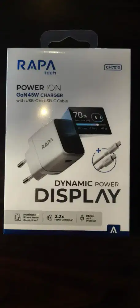The RAPA POWER iON Dynamic Power Display 45W CH7013 is a 45W GaN