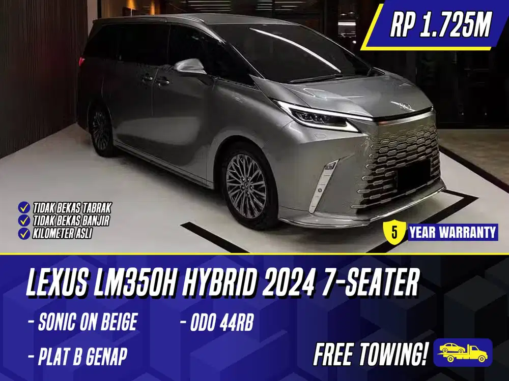 Lexus LM350H Hybrid 2024 7 Seater Sonic Titanium on Beige Abu-abu abu