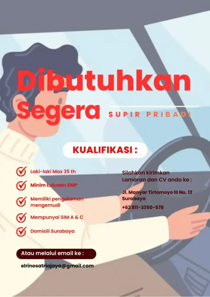 Lowongan Supir pribadi