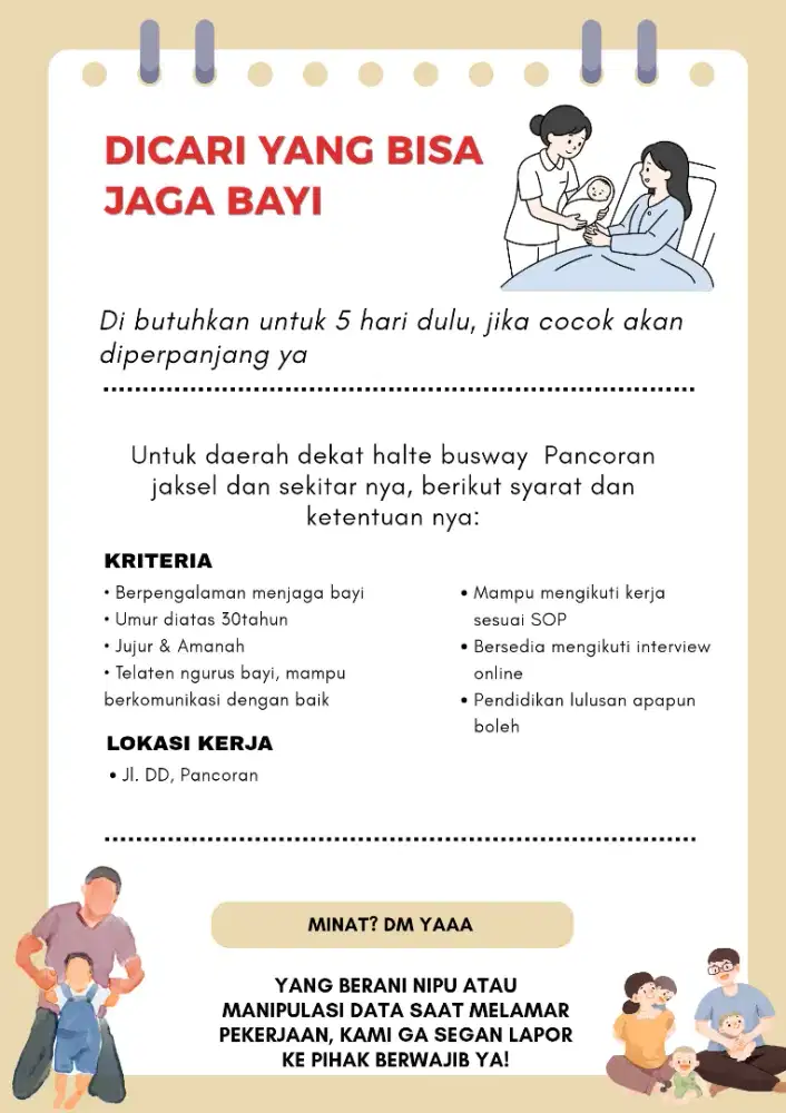 DICARI YANG BISA JAGA ANAK 1 TAHUN
