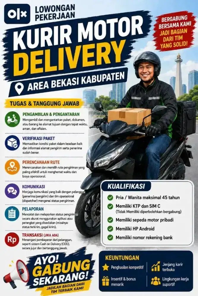 MITRA KURIR MOTOR AREA KABUPATEN BEKASI