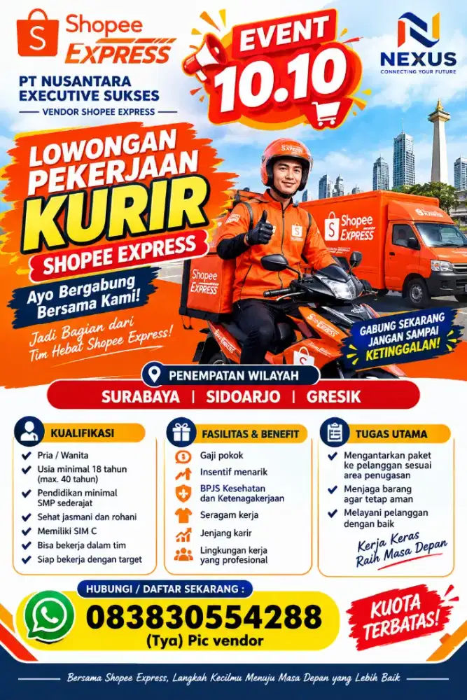 LOKER KURIR ALL AREA JAWA TIMUR penempatan bisa pilih sesuai domisili
