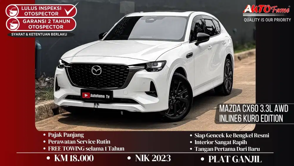 KM18RB Mazda CX60 3.3L AWD Inline6 Kuro Edition Pemakaian 2024 Rhodium