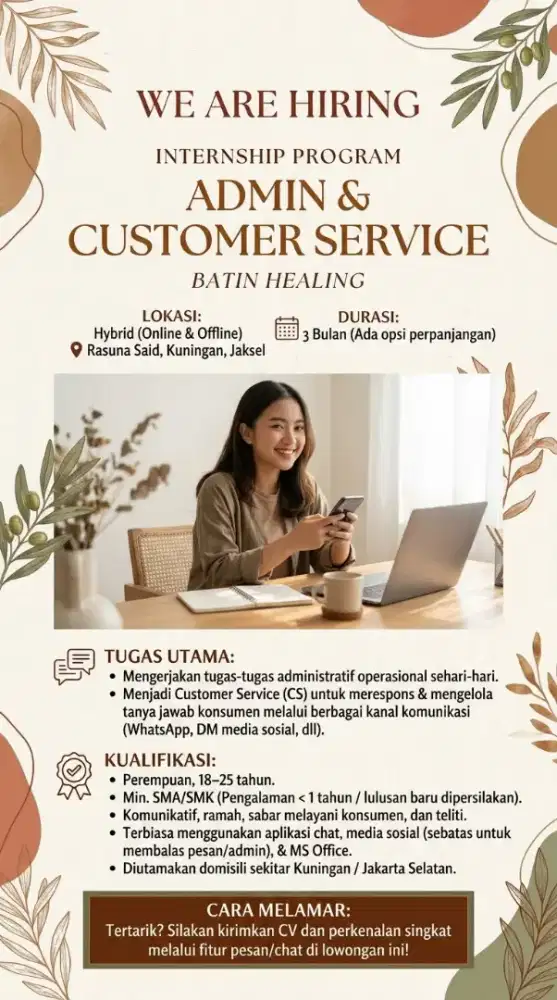 Dicari: Magang (Intern) Admin & Customer Service