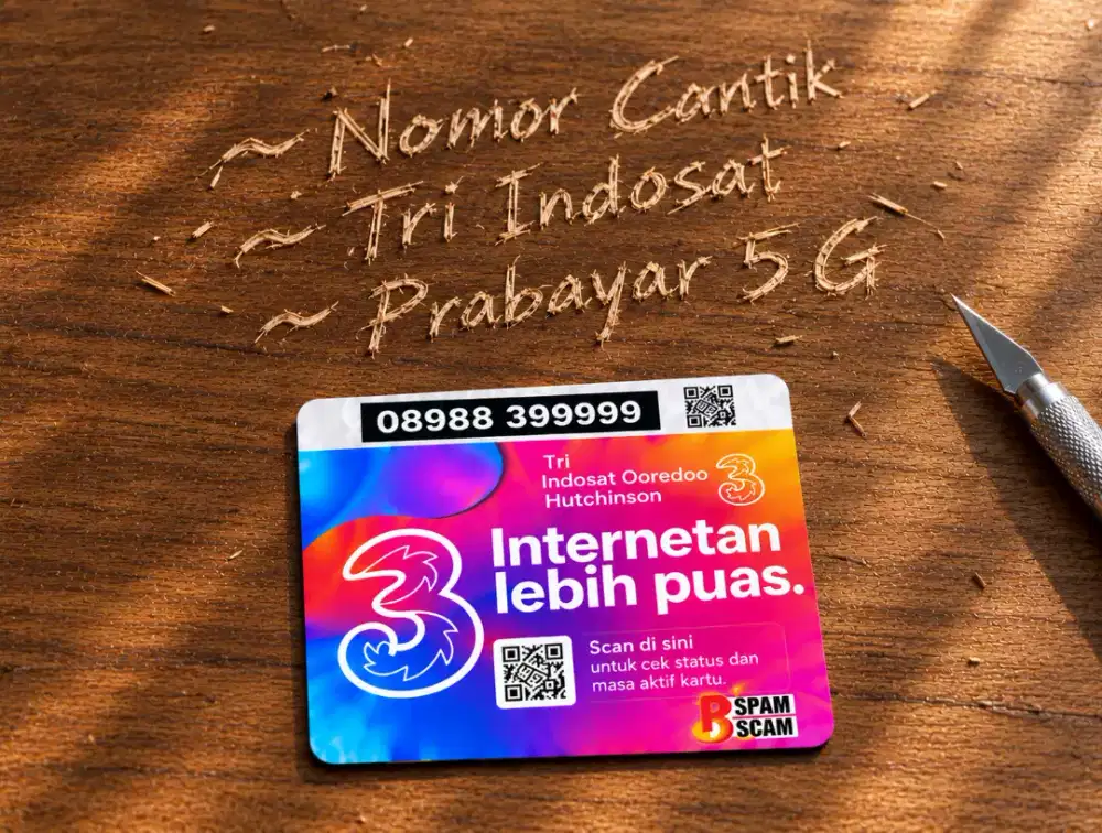 (bisa COD) Nomor CANTIK kartu TRI INDOSAT 11 digit HOKI PANCA 99999