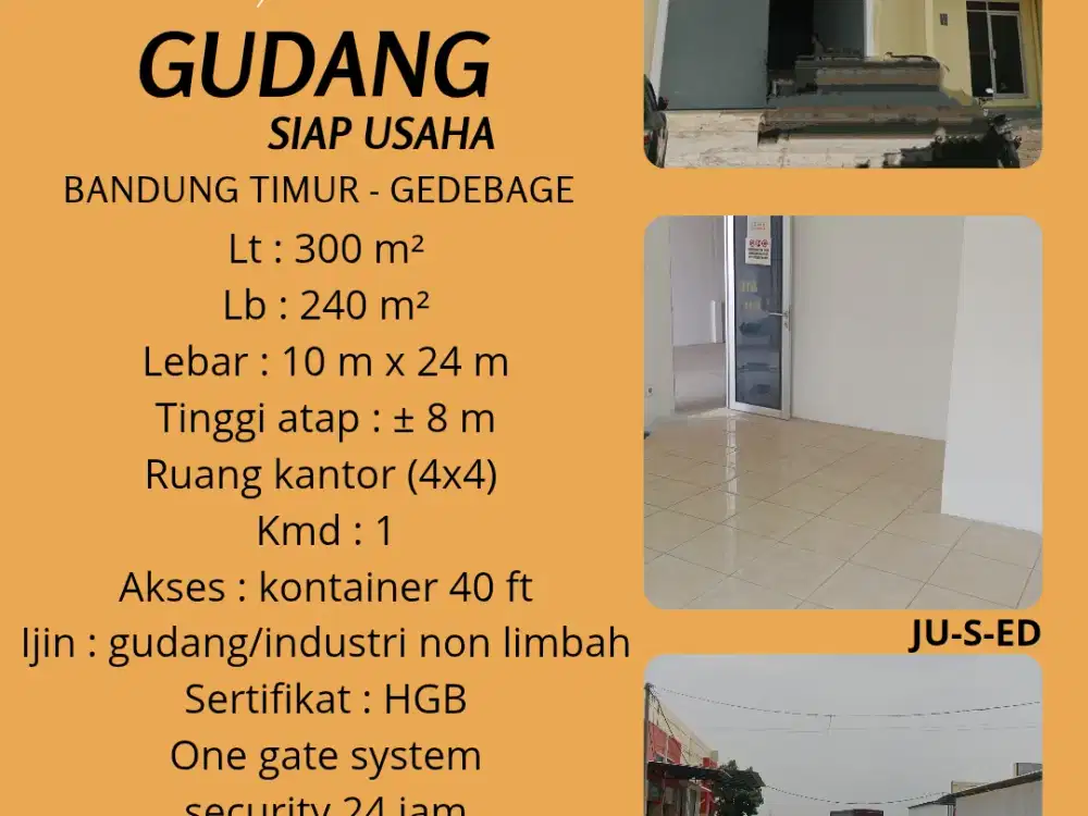 JUAL / SEWA GUDANG SIAP USAHA