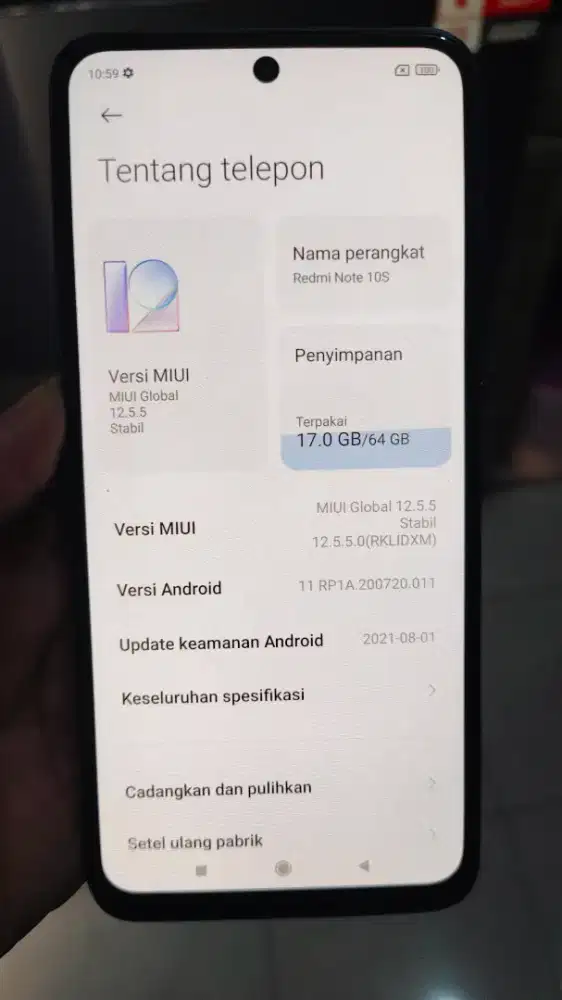 REDMI NOTE 10S , ram 6/64