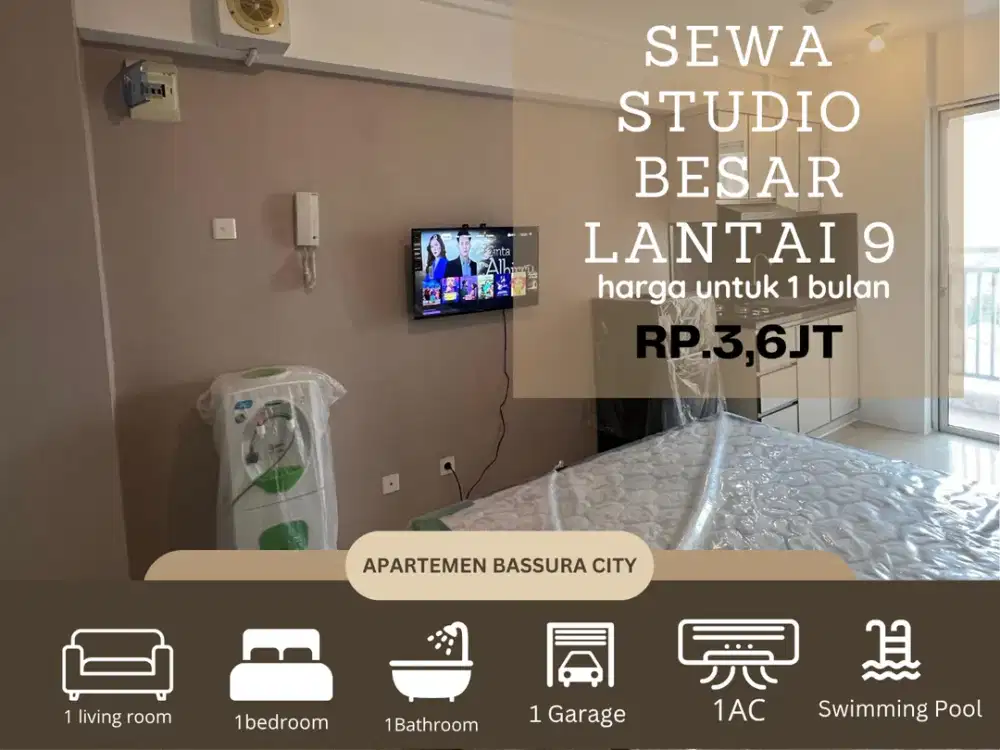 Sewa studio besar full furnish tower terbaru apartemen bassura city