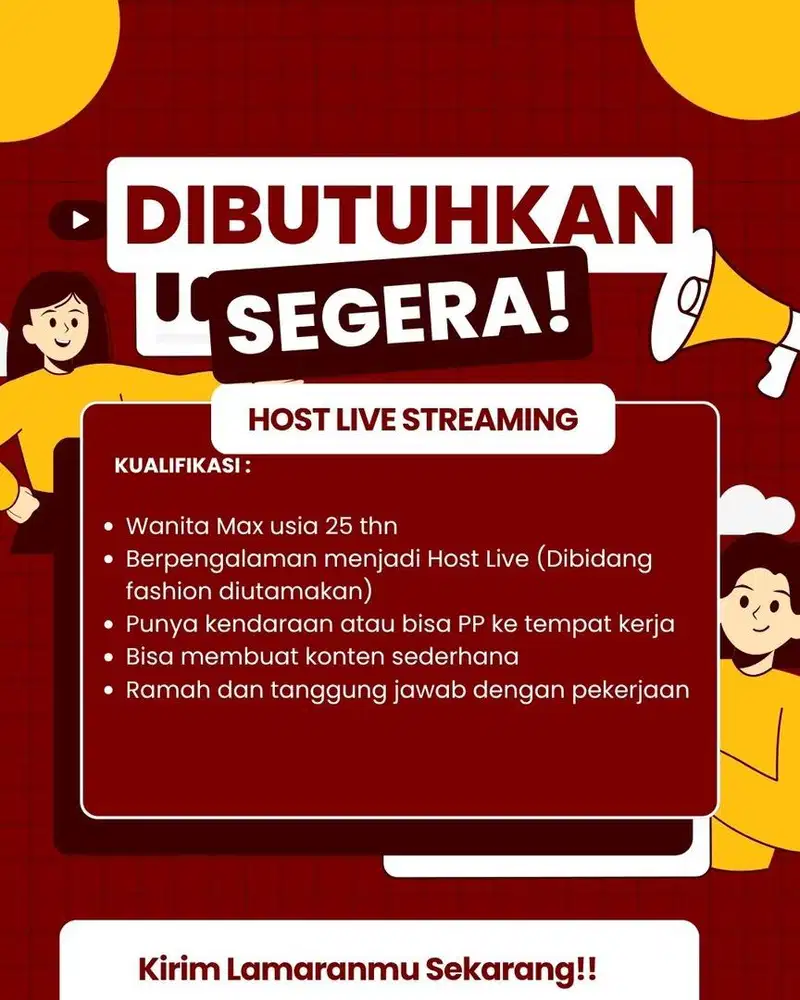 WE ARE HIRING HOST LIVE STREAMING