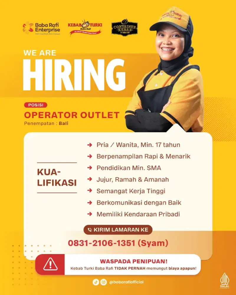 Lowongan kerja operator kebab