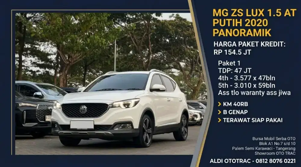 TERMURAH ‼️ MG ZS LUX 1.5 AT PUTIH 2020 PANORAMIK