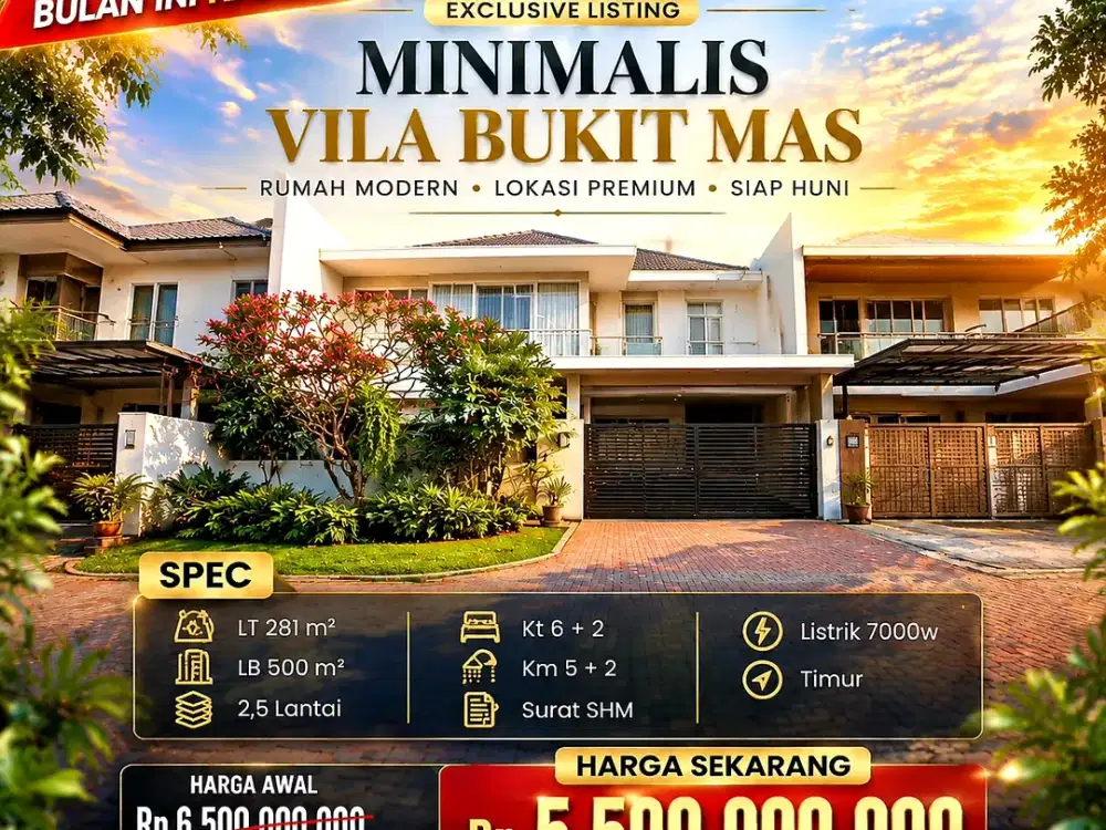 JUAL CEPAT MINIMALIS VILA BUKIT MAS DKT MAYJEN DARMO PERMAI