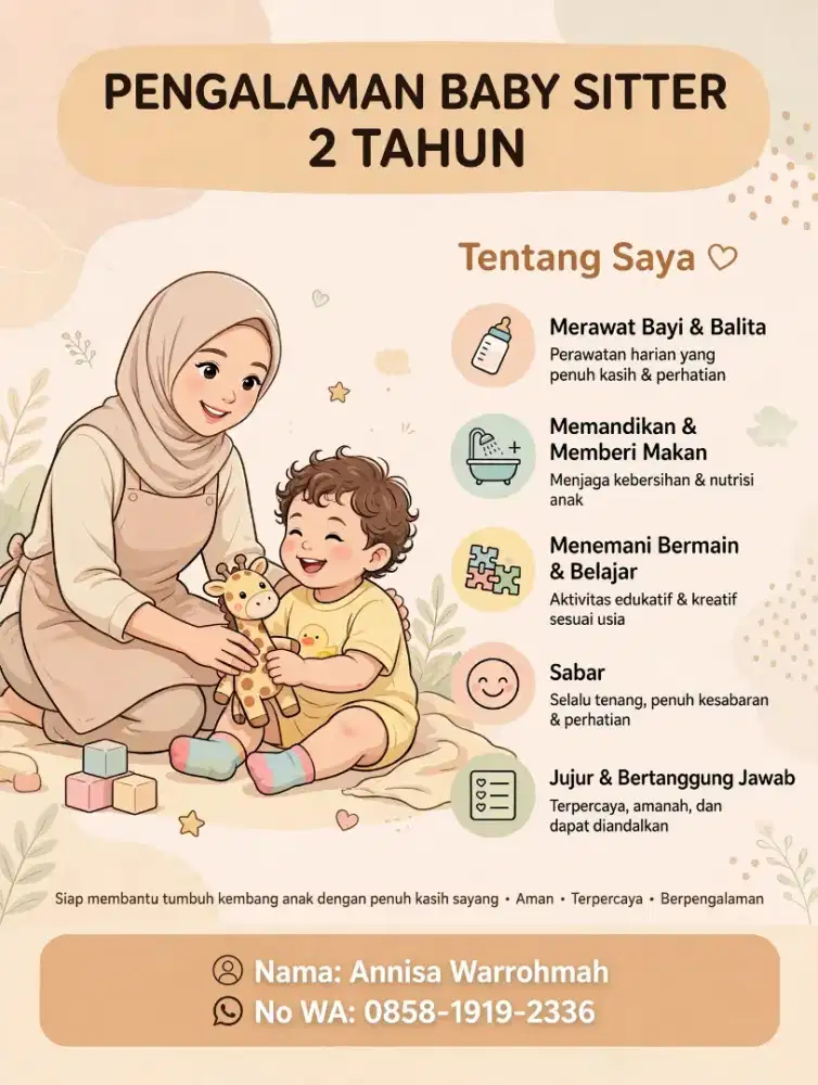 Baby Sitter INFAL (harian/mingguan pengganti) dan PP (Pulang Pergi)