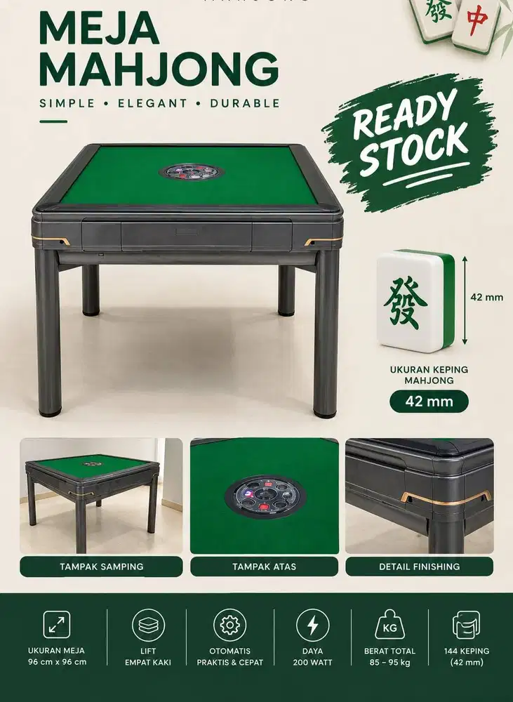 READY STOCK !!️ MEJA MAHJONG OTOMATIS KAKI 4 (BARU)