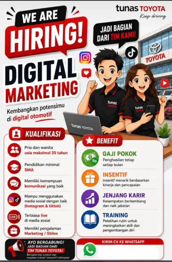 DIBUTUHKAN SEGERA SALES TOYOTA BALARAJA