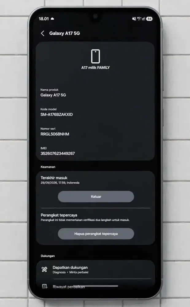 Jual Samsung pemakaian baru 1 bulan fullset