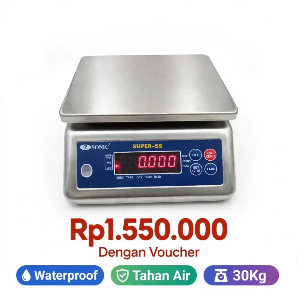 Jual Timbangan Digital waterproff  tahan air merek sonic SUPER SS 30KG