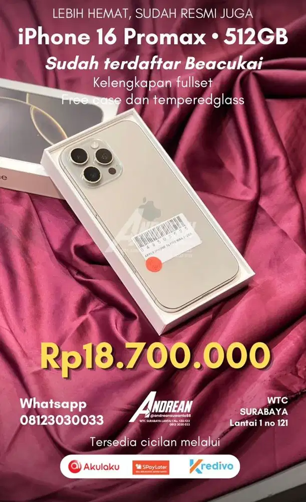 Second iphone 16 promax 512 gb bea cukai