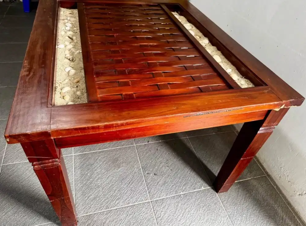 DIJUAL — Meja Makan Kayu Jati + Kaca