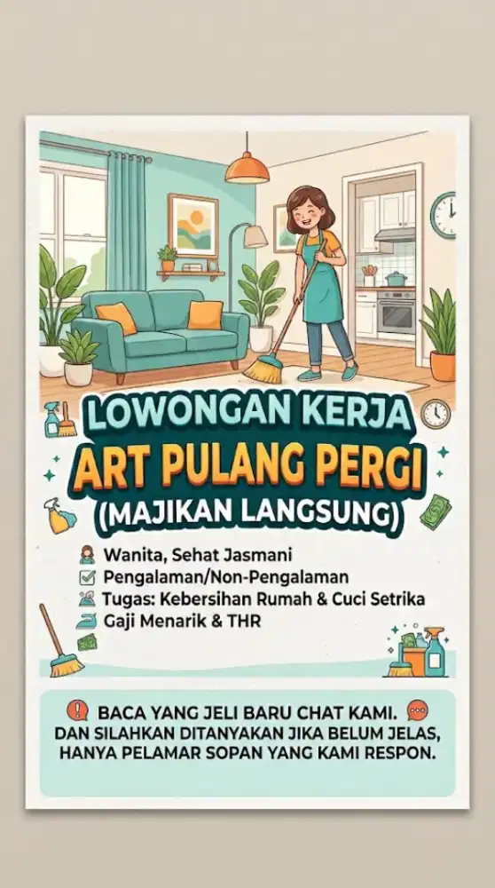 LOWONGAN ART/PRT PULANG PERGI