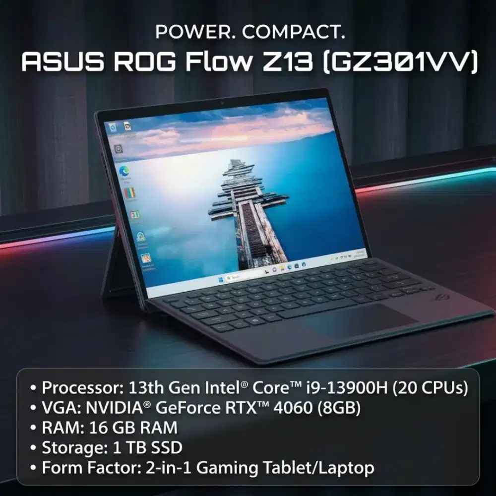 ASUS ROG Flow Z13 (GZ301VV) - Core i9 13900H / 2-in-1 Gaming Tablet