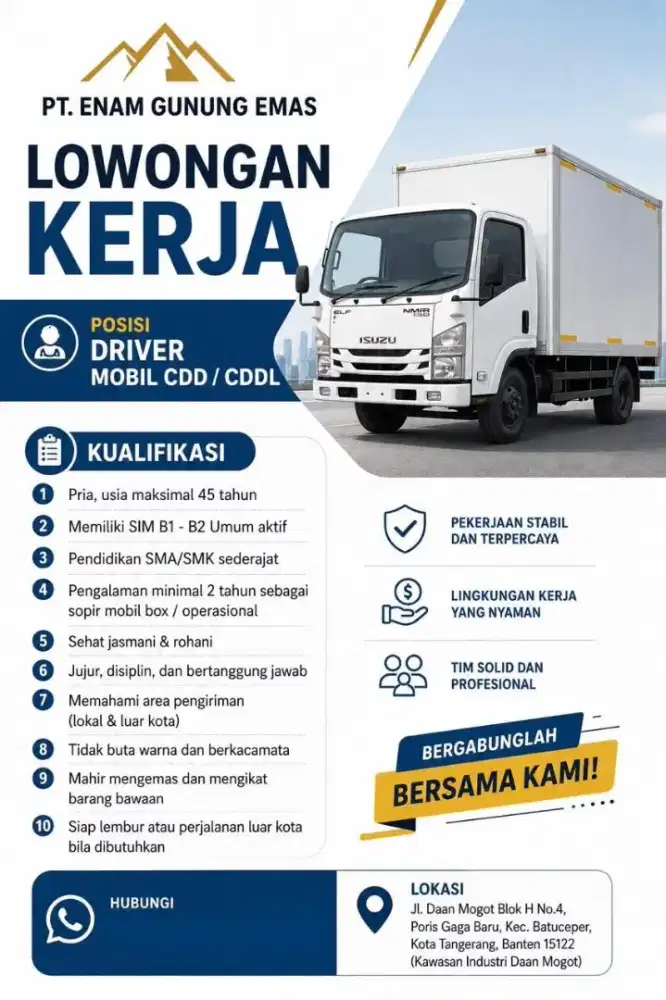 Lowongan Supir CDDL