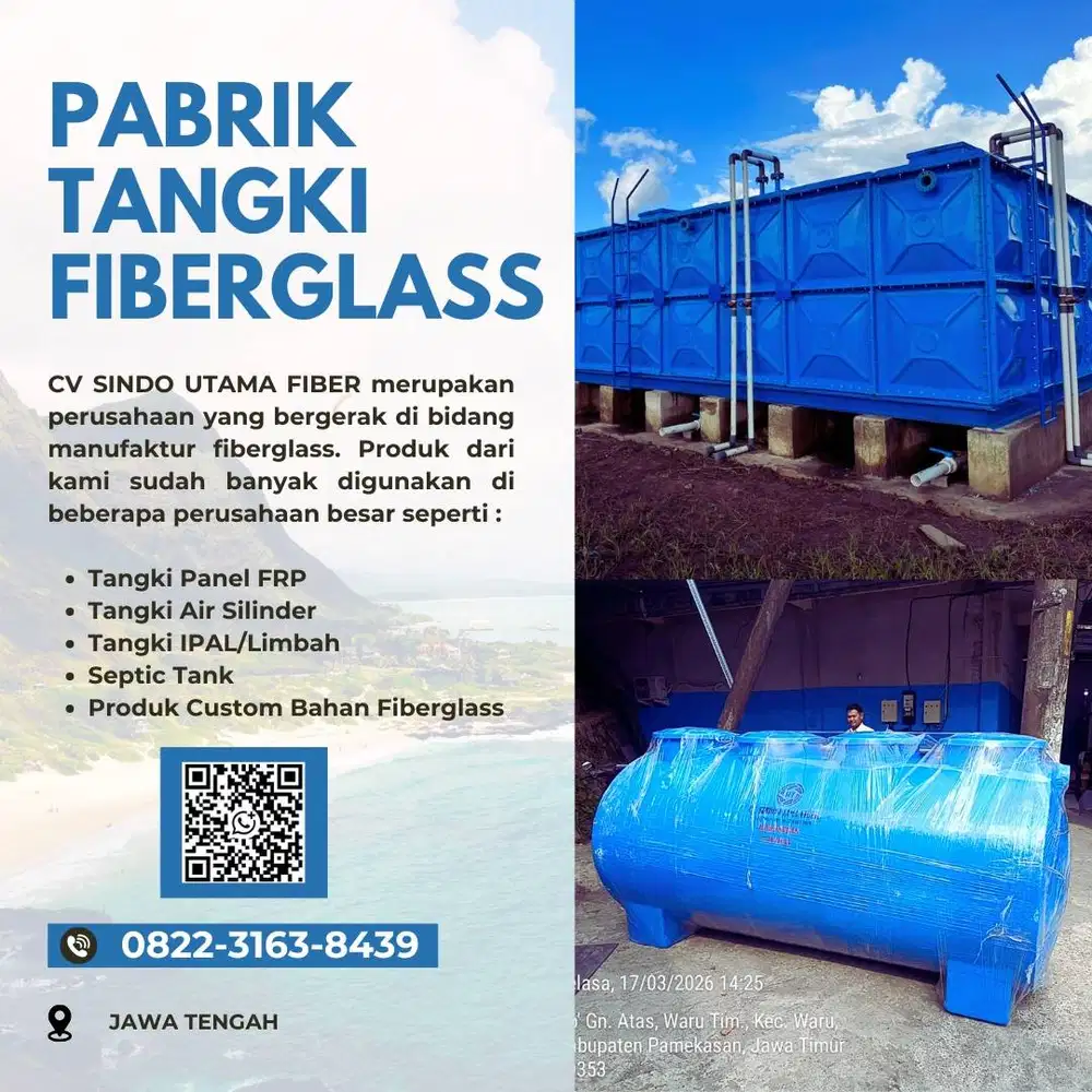 Pabrik Roof Tank FRP, Tangki Fiberglass Dan Tangki IPAL Di Boyolali