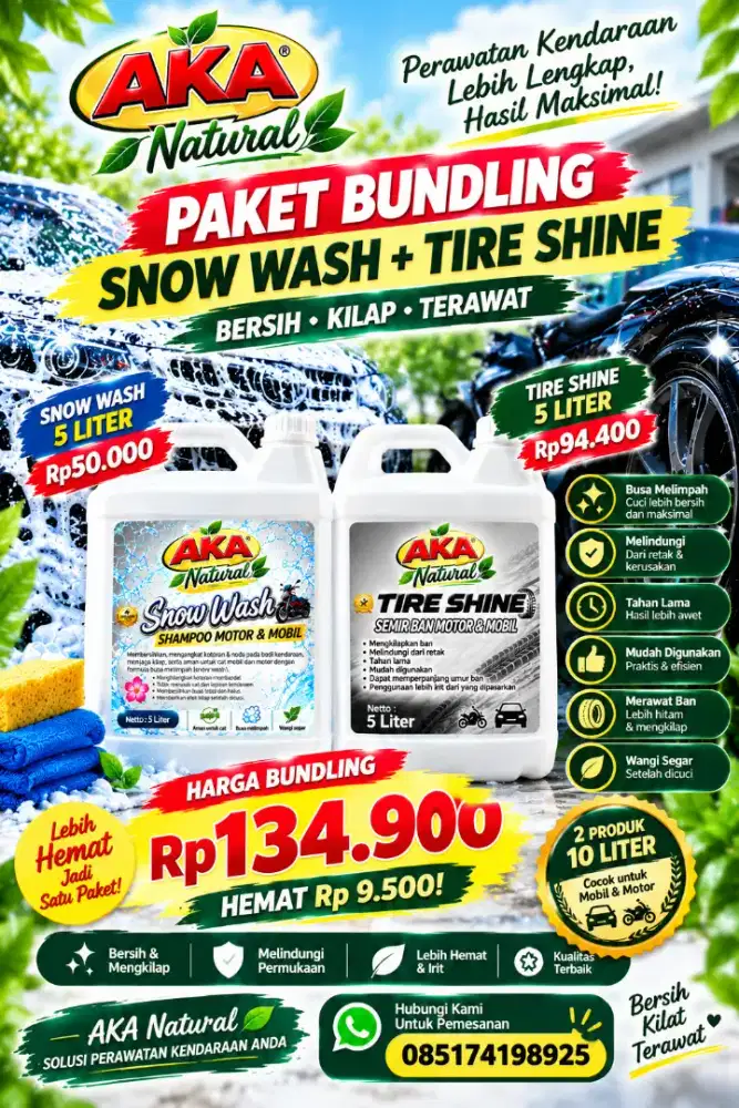 PAKET AKA NATURAL SNOW WASH + TIRE SHINE 10Ltr | MOTOR & SEMIR BAN