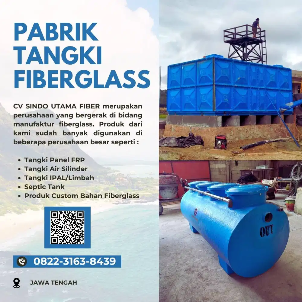 Pabrik Roof Tank FRP, Tangki Fiberglass Dan Tangki IPAL Di Jepara