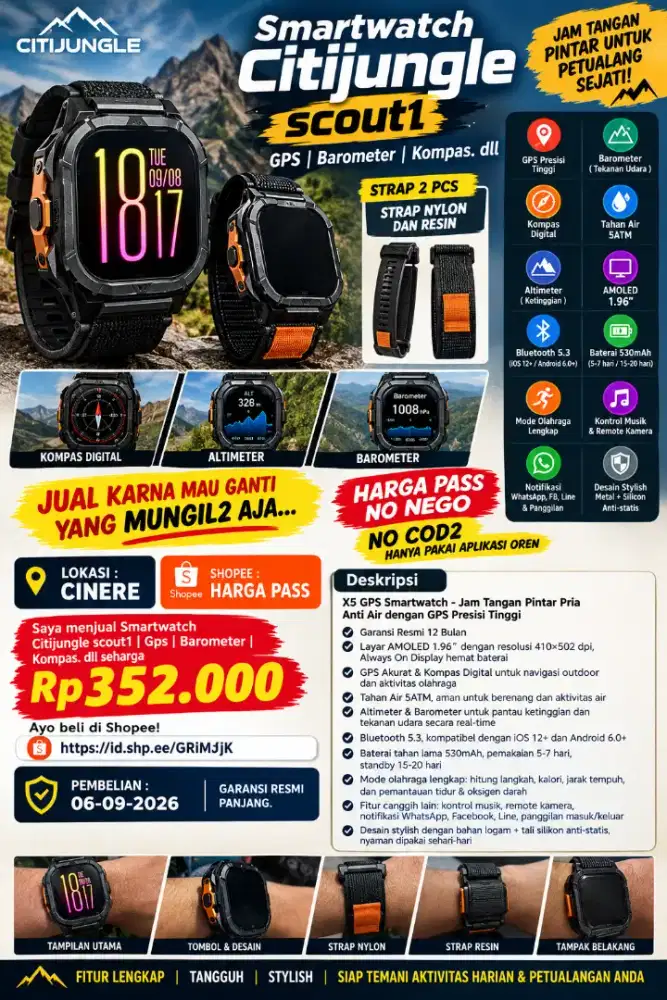 Smartwatch Citijungle scout1 | Gps | Barometer | Kompas. dll