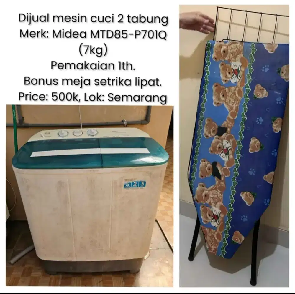 Mesin cuci 2 tabung kapasitas 7kg