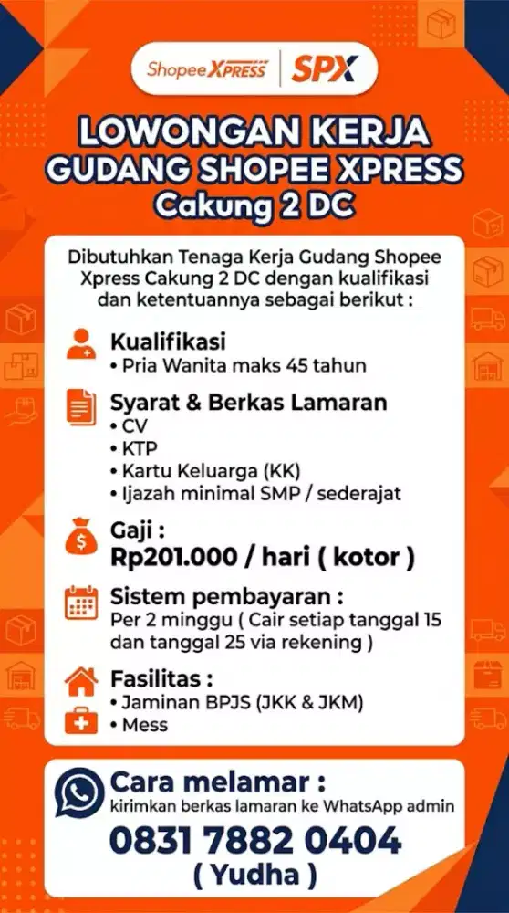 Lowongan Kerja Gudang Shopee Cakung 2 DC