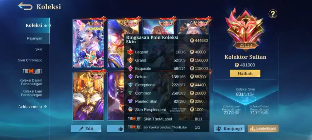 Akun Mobile legend collector sultan
