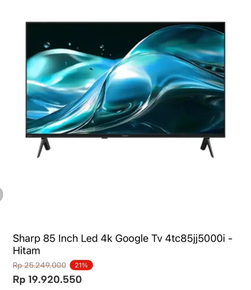 SHARP 85 INCH LED 4K GOOGLE TV 4T-C85JJ5000I