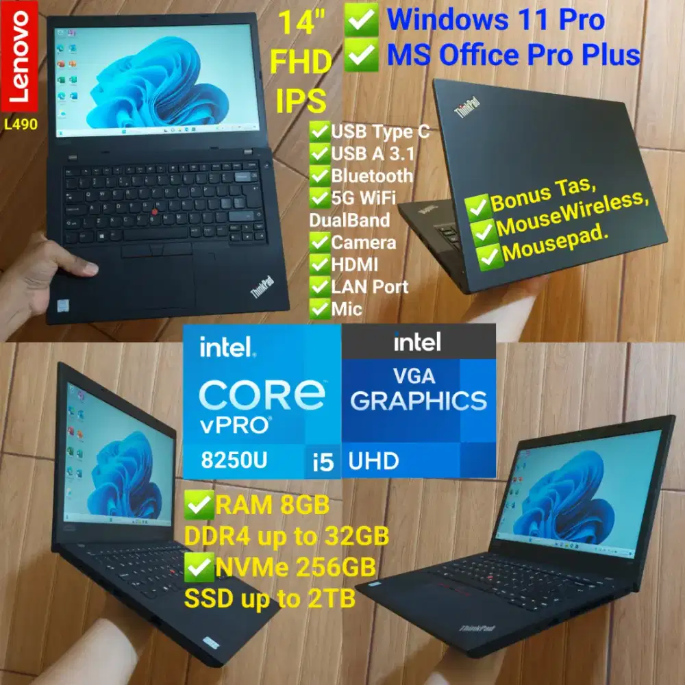 Thinkpad Core i5 RAM 8GB NVMe 256GB Laptop Lenovo L490 14inch