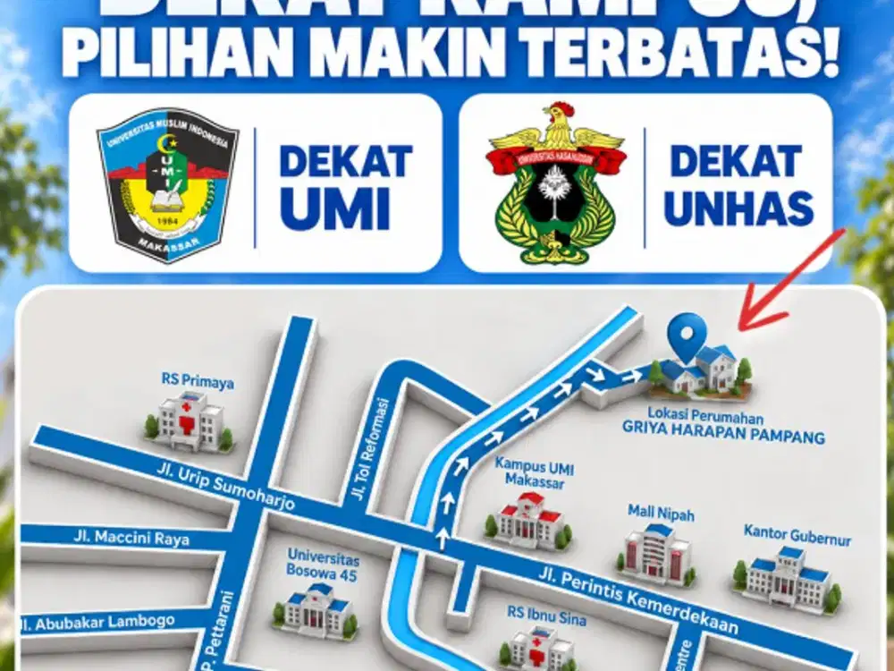 Rumah SIAP HUNI dekat UMI dan Unversitas Bosowa