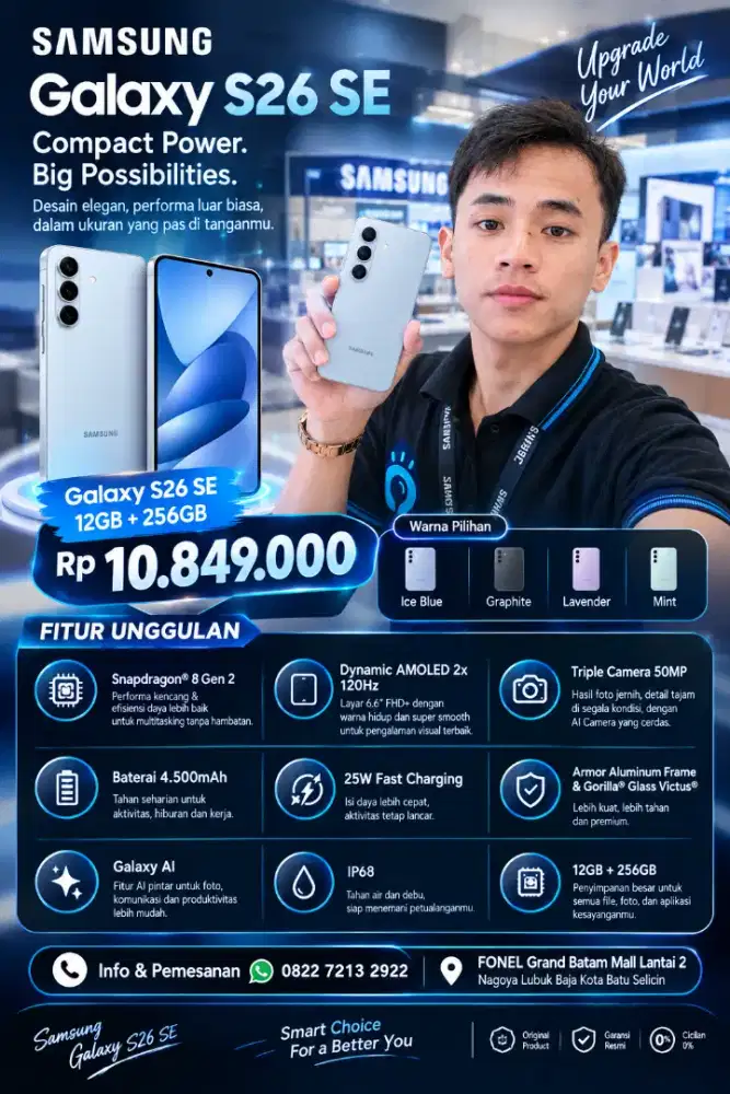 Samsung Galaxy s26fe lagi promo di fonel mega mall batam Center